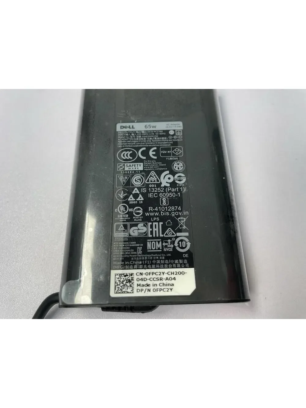 New OEM No Box Dell 65W Laptop Charger AC Adapter HA65NM130 DP/N 0FPC2Y